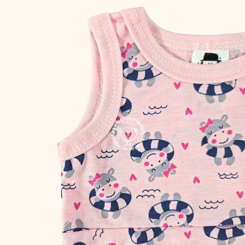 Vestido Infantil Regata em Malha Estampada, P ao GG - Estampas/Cores Sortidas