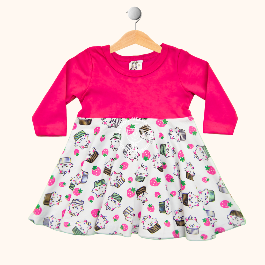 Vestido Infantil Manga Longa em Malha Estampada, P ao GG - Estampas/Cores Sortidas